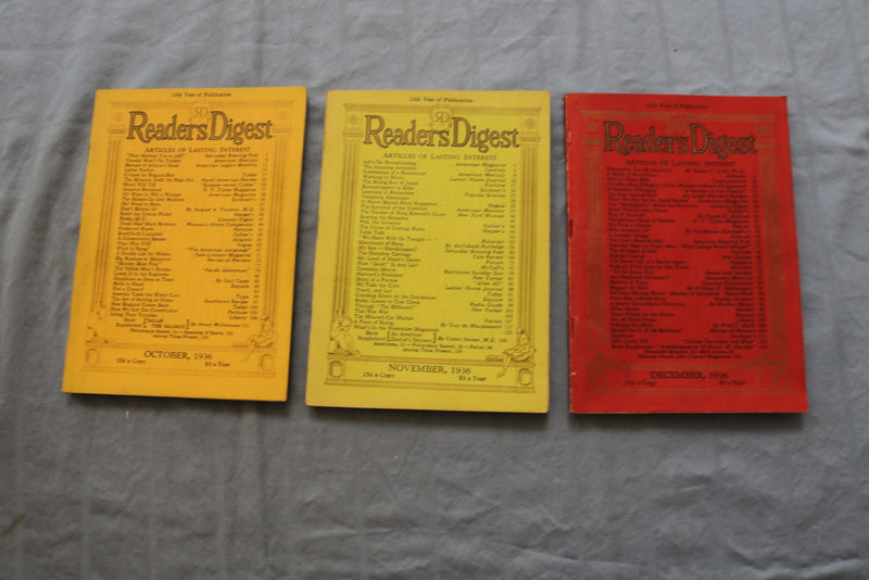 1936 READER'S DIGEST MAGAZINE - LOT OF 12 - COMPLETE YEAR - O 3342