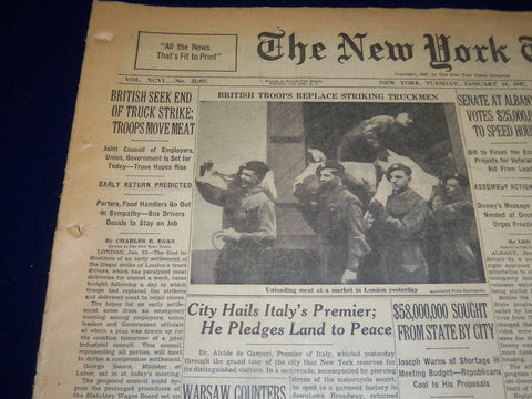 1947 JANUARY 14 NEW YORK TIMES - BRITISH SEEK END OF TRUCK STRIKE - NT 64