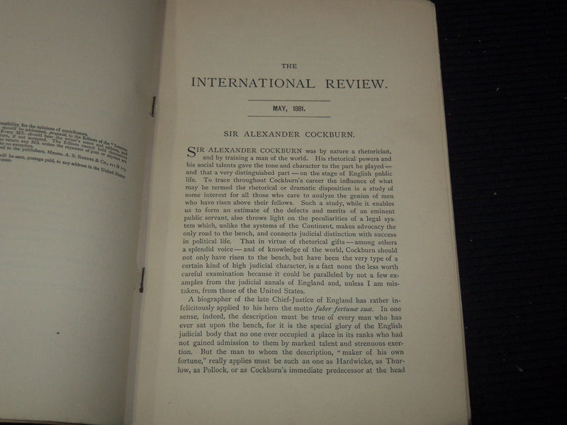 1881 THE INTERNATIONAL REVIEW MAGAZINE LOT OF 9 - GREAT ARTICLES - WR 866