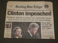 1998 DECEMBER 20 SUNDAY STAR-LEDGER (NJ) NEWSPAPER - CLINTON IMPEACHED- NP 3330