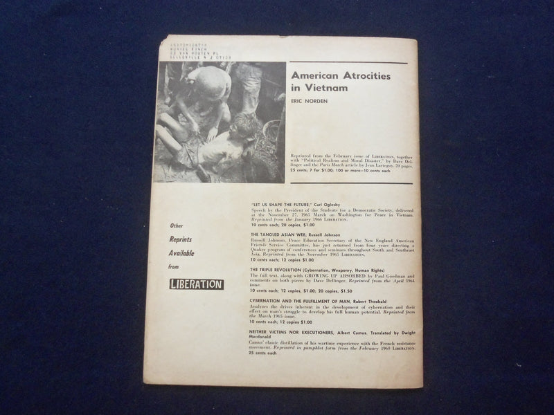 1966 MARCH LIBERATION MAGAZINE -POVERTY AND THE FEDERAL GOVERNMENT - J 9752