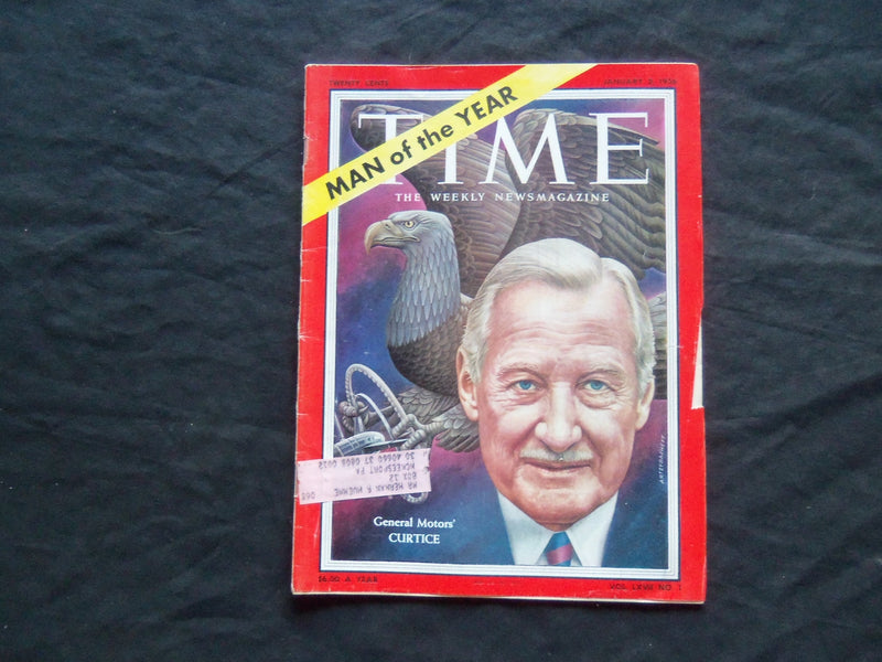 1956 JANUARY 2 TIME MAGAZINE - GM'S HARLOW H. CURTICE, MAN OF THE YEAR - T 1518