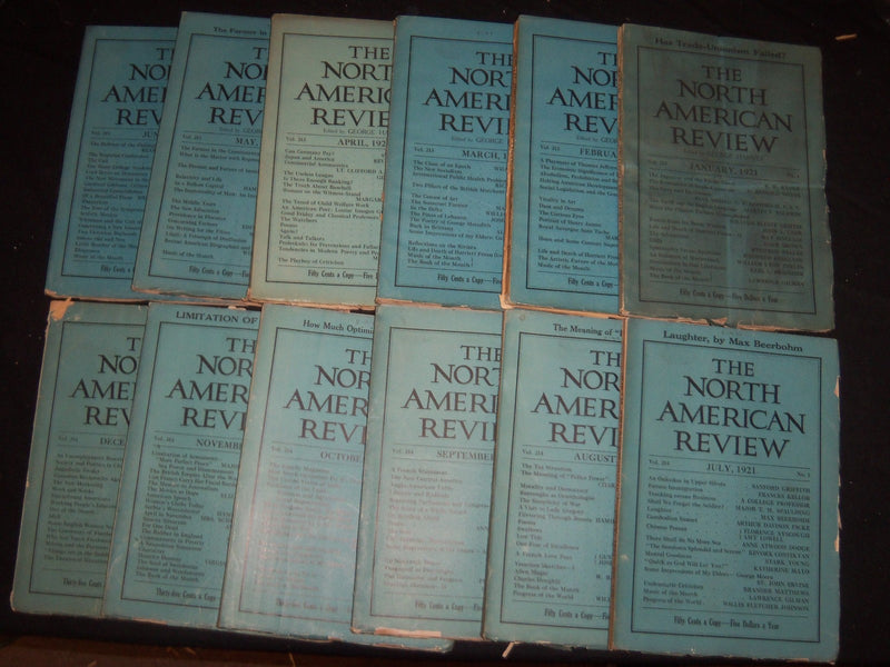 1921 NORTH AMERICAN REVIEW LOT OF 12 ISSUES - GREAT STORIES/ARTICLES - WR 1022