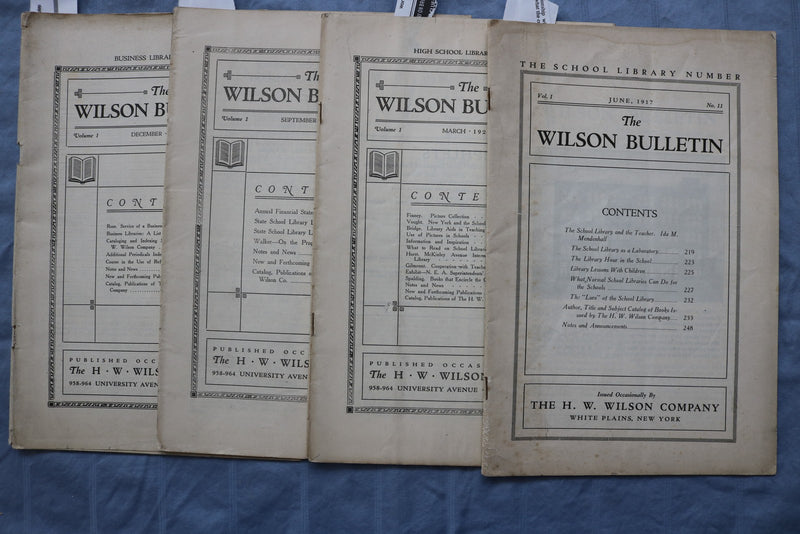 1917-1920 THE WILSON BULLETIN - THE SCHOOL LIBRARY NUMBER - LOT OF 4 - K 2966
