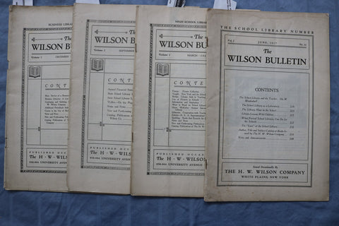 1917-1920 THE WILSON BULLETIN - THE SCHOOL LIBRARY NUMBER - LOT OF 4 - K 2966
