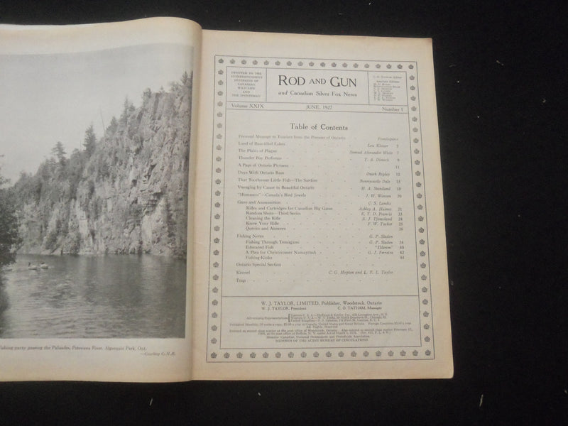 1927 JUNE ROD AND GUN MAGAZINE - NICE COVER, ARTICLES & PHOTOS - SP 6377D