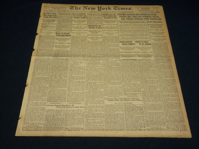 1923 JANUARY 28 NEW YORK TIMES - MOVES TO PREVENT BETHLEHEM MERGER - NT 7899