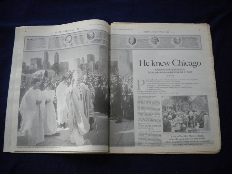 2005 APRIL 3 CHICAGO SUN-TIMES NEWSPAPER - POPE JOHN PAUL II DIED - NP 5948