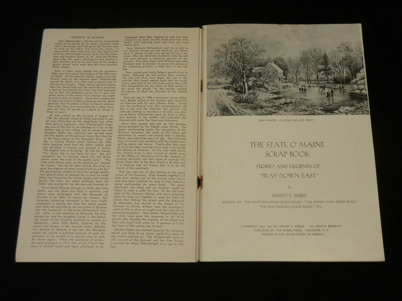 1946 THE STATE O' MAINE SCRAP BOOK - EARLY STORIES AND LEGENDS - J 7072