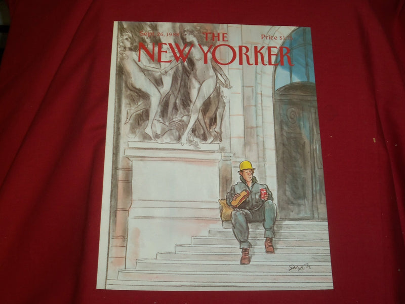 1988 SEPTEMBER 26 NEW YORKER MAGAZINE FRONT COVER ONLY - GREAT ART FOR FRAMING