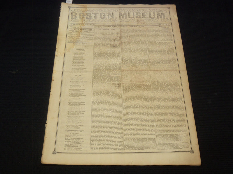 1850 OCTOBER 19 BOSTON MUSEUM NEWSPAPER - JENNY LIND - HOLMES - NP 9049
