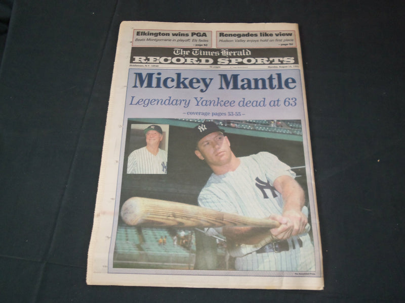 1995 AUGUST 14 TIMES HERALD RECORD NEWSPAPER - MICKEY MANTLE DIED - NP 3504