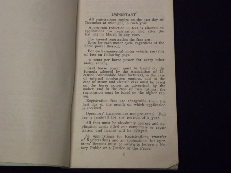 1940'S STATE OF CONNECTICUT MOTOR VEHICLE LAWS- ROBINS B. STOECKEL - K 2062