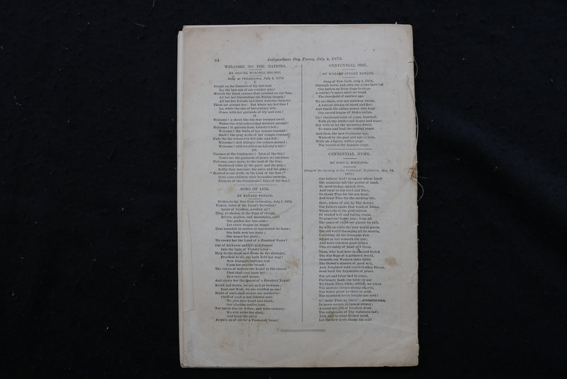 1876 JULY 4 NEW YORK TRIBUNE INDEPENDENCE DAY ORATIONS AND POEMS - K 2408
