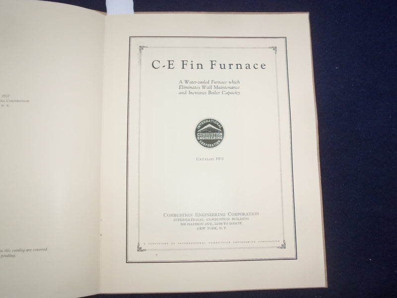 1927 C-E FIN FURNACE CATALOG - COMBUSTION ENGINEERING CORP - NEW YORK - J 9331