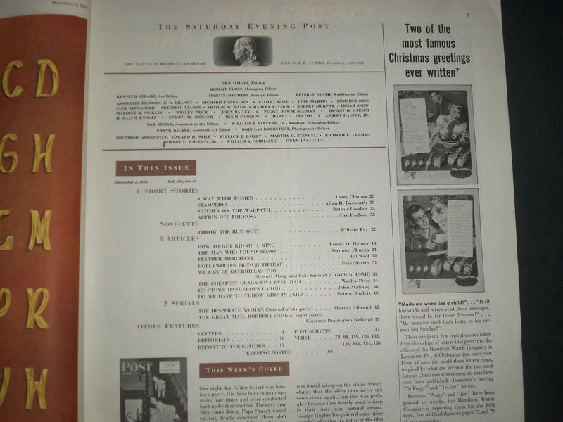 1950 DECEMBER 2 THE SATURDAY EVENING POST MAGAZINE - ILLUSTRATED COVER -SP 2478P