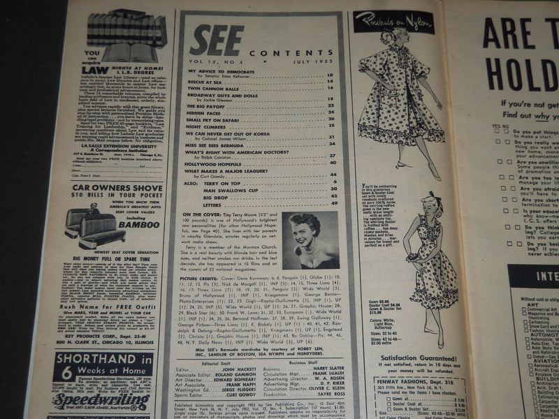 1953 JULY SEE MAGAZINE - TERRY MOORE COVER - ST 4882