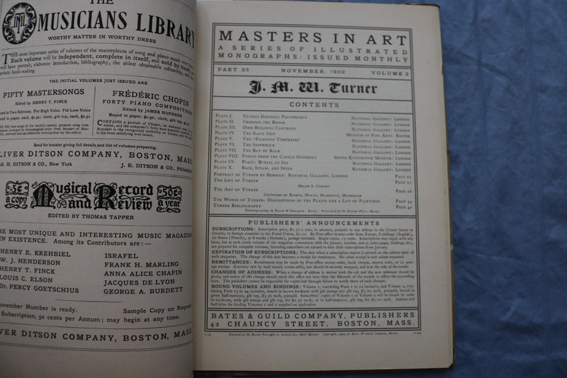 1902 NOVEMBER MASTERS IN ART ILLUSTRATED MONOGRAPHS - J. M. W. TURNER - ST 5508N