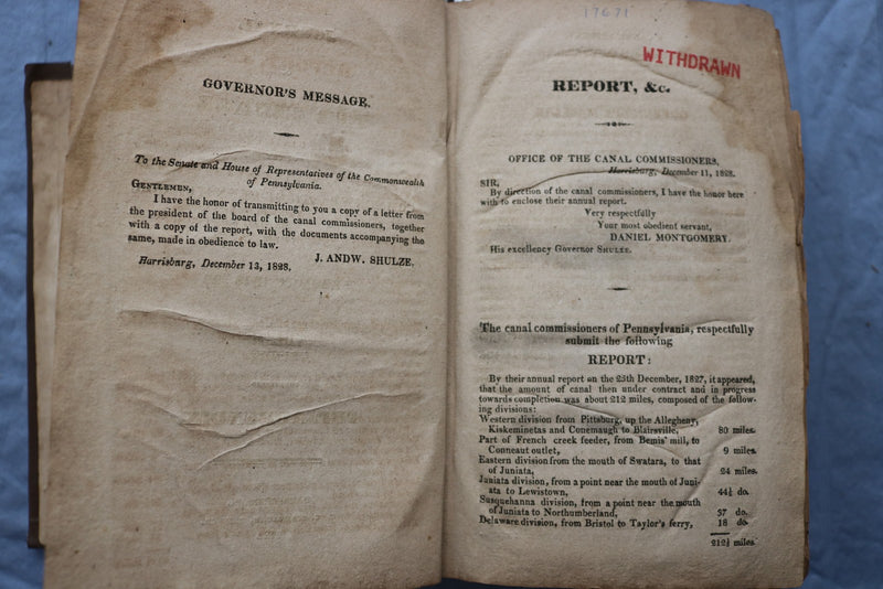 1828 PENNSYLVANIA SENATE JOURNAL 1828-29 SESSION VOL II - FOLD-OUTS - KD 9591