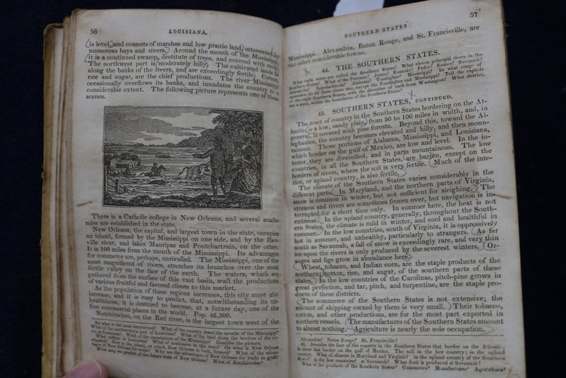 1833 THE MALTE-BRUN SCHOOL GEOGRAPHY HARDCOVER BOOK - KD 9442