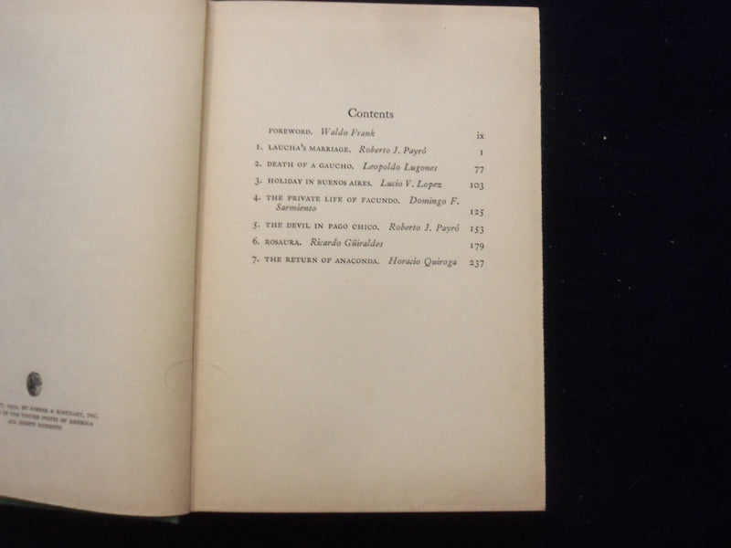 1930 TALES FROM THE ARGENTINE HARDCOVER BOOK EDITED BY WALDO FRANK - KD 8401