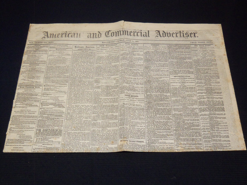 1867 JUNE 14 AMERICAN AND COMMERCIAL ADVERTISER NEWSPAPER - COLLYER - NP 4252F