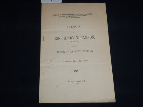 1906 SPEECH OF HENRY T. BANNON OF OHIO IN HOUSE OF REPRESENTATIVES - J 8872
