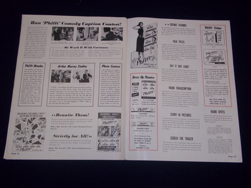 1954 PHFFFT MOVIE PRESS BOOK STARRING JUDY HOLLIDAY & JACK LEMMON - P 112