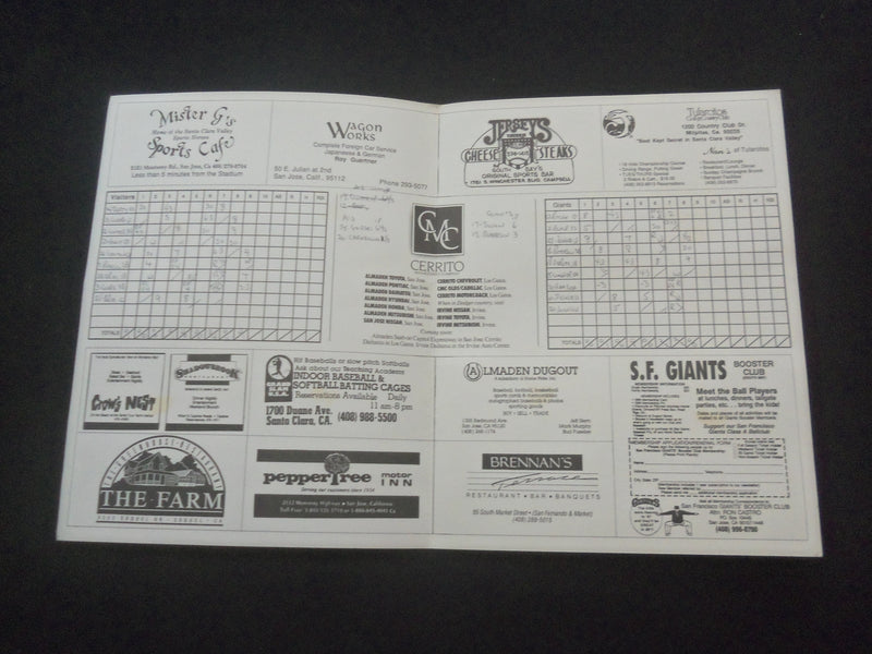 1988 SAN JOSE GIANTS SOUVENIR PROGRAM & SCORECARD VS. MODESTO A'S - ST 457B