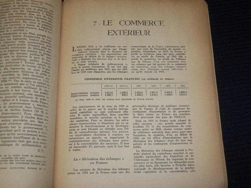 1955 FEBRUARY ECONOMIE ET POLITIQUE FRANCAISE EN 1954 - J 9883