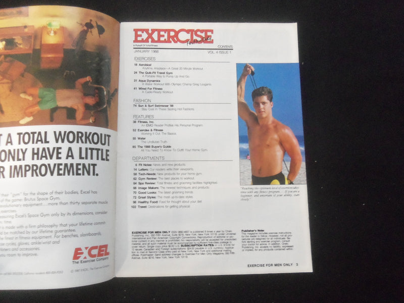 1988 JANUARY EXERCISE FOR MEN ONLY MAGAZINE - GREG LOUGANIS WORKOUT - SP 1522K