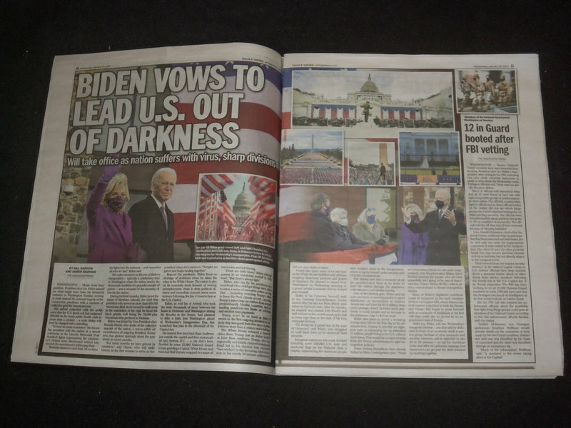 2021 JANUARY 20 NEW YORK DAILY NEWS NEWSPAPER- BIDEN & HARRIS INAUGURATION DAY