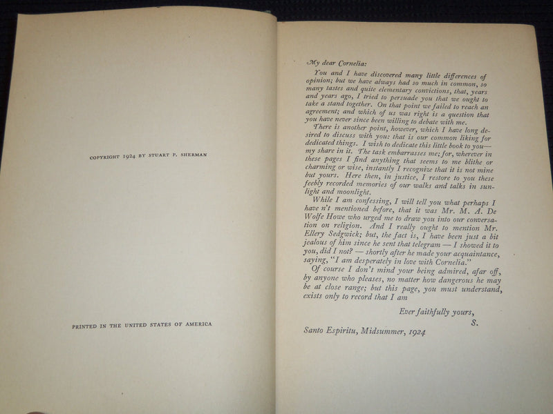 1924 MY DEAR CORNELIA HARDCOVER BOOK BY STUART SHERMAN - KD 7918