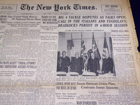1946 NOVEMBER 5 NEW YORK TIMES - BIG 4 PEACE PARLEY - NT 2963
