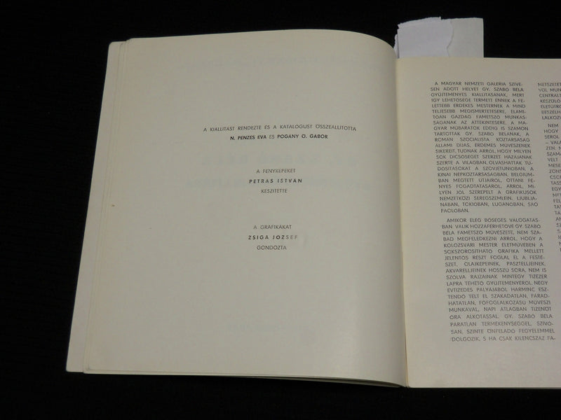1966 GY. SZABO BELA GYUJTEMENYES KIALLITASA SOFTCOVER BOOK - J 6931