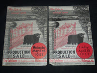 1951-1952 RED GATE FARM PRODUCTION CATTLE SALE CATALOG LOT OF 2 - J 9236