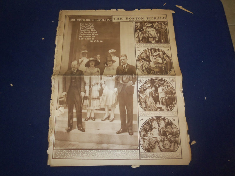 1927-1928 BOSTON HERALD ROTO SECTION - CHARLES LINDBERGH - LOT OF 4 - NP 5027