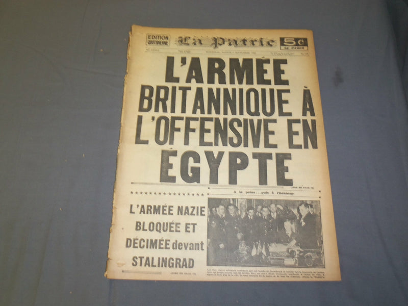 1942 SEP 5 LA PATRIE NEWSPAPER-L'ARMEE BRITANNIQUE A L'OFFENSIVE ENEGYPTE-FR2120