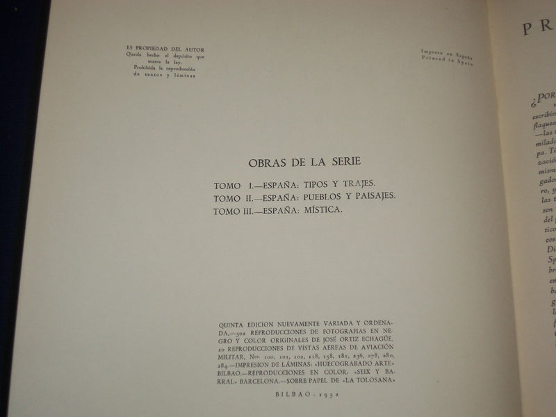 1952 ESPANA PUEBLOS Y PAISAJES BOOK BY JOSE ORTIZ ECHAGUE VOLUME 2 - KD 1629
