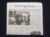 2023 OCTOBER 18 NEW YORK TIMES - BLAST KILLS HUNDREDS AT GAZA HOSPITAL