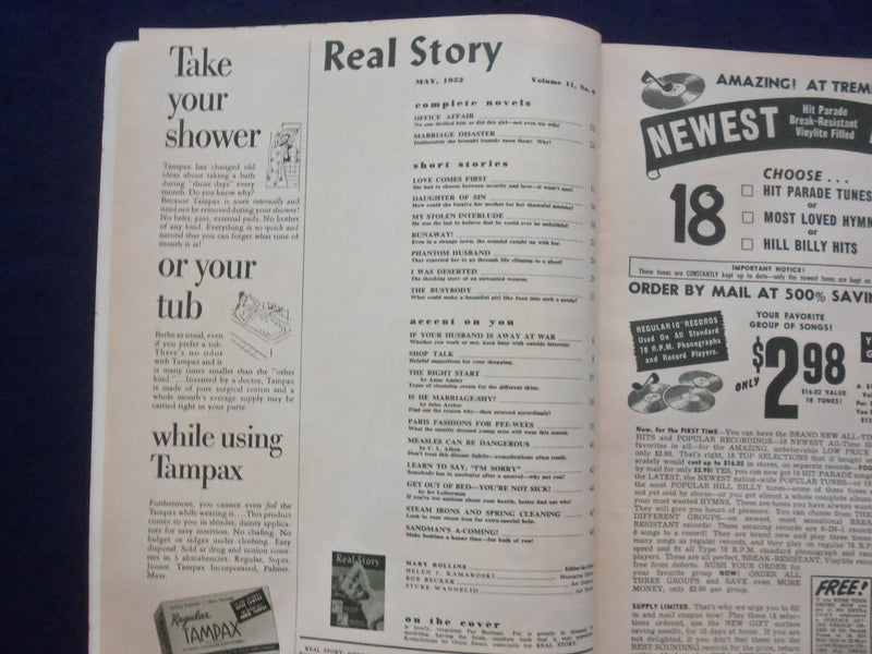 1952 MAY REAL STORY MAGAZINE - PAT BURRAGE COVER - SP 4781B