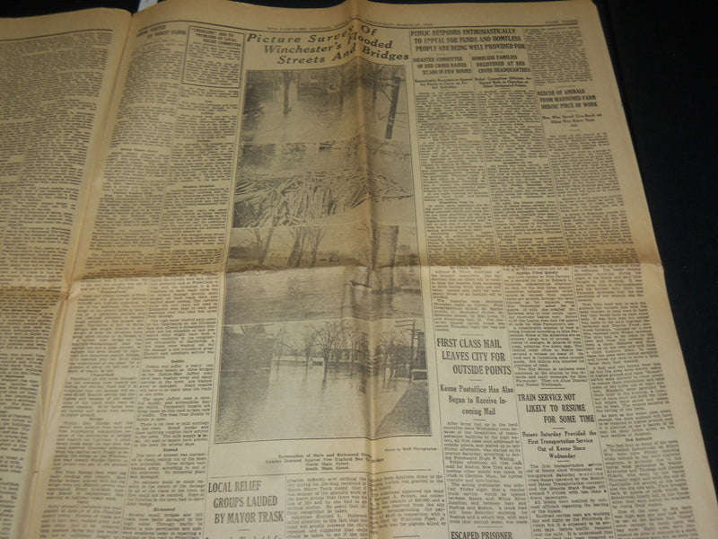 1936 MAR 25 NEW HAMPSHIRE SENTINEL NEWSPAPER TRAFFIC SUSPENDED BIG ARC- NP 4251Q