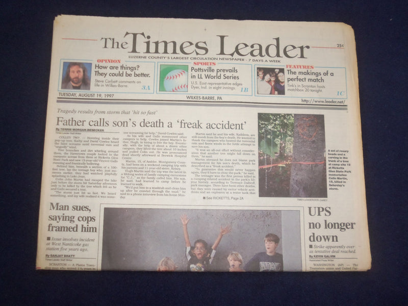 1997 AUG 19 WILKES-BARRE TIMES LEADER - UPS NO LONGER DOWN - NP 8190