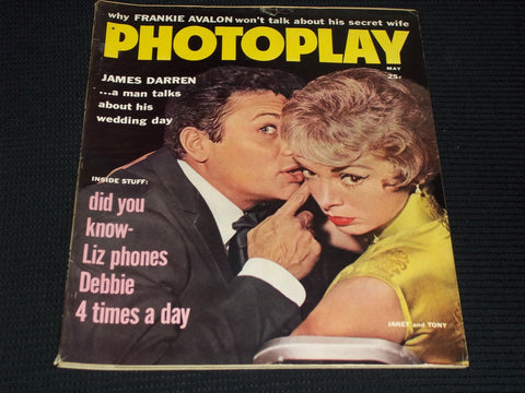 1960 MAY PHOTOPLAY MAGAZINE - TONY CURTIS & JANET LEIGH FRONT COVER - E 16672