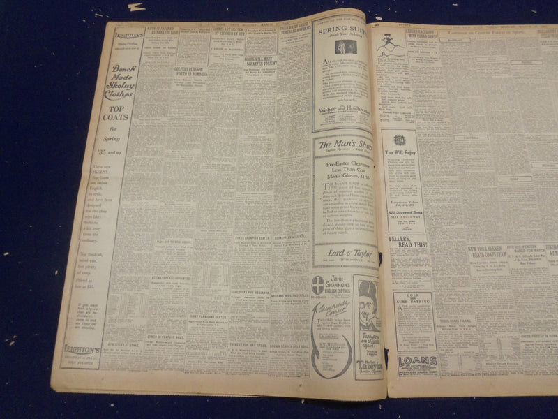 1922 MARCH 27 NEW YORK TIMES - BABE RUTH INJURED AS YANKEES LOSE - NT 8324
