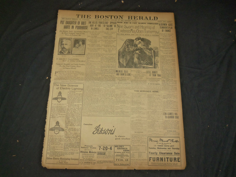 1907 JANUARY 29 THE BOSTON HERALD - HARRY THAW JURY IS NEARING COMPLETION- BH 25