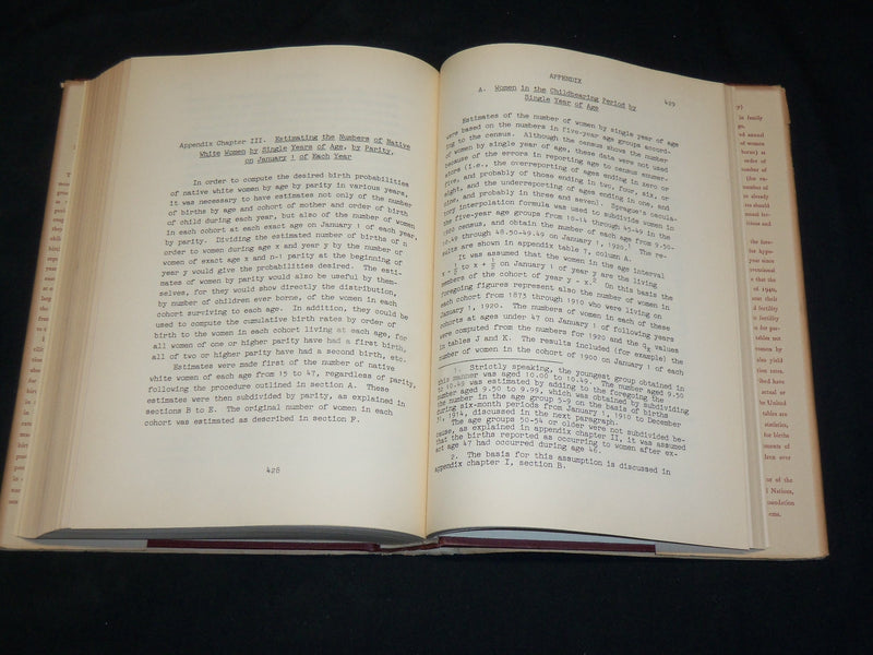 1954 COHORT FERTILITY NATIVE WHITE WOMEN IN U. S. BOOK BY WHELPTON - KD 2761G