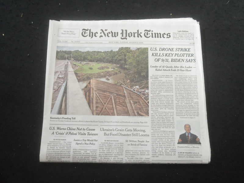 2022 AUGUST 2 NEW YORK TIMES - U.S. DRONE STRIKE KILLS KEY PLOTTER OF 9/11