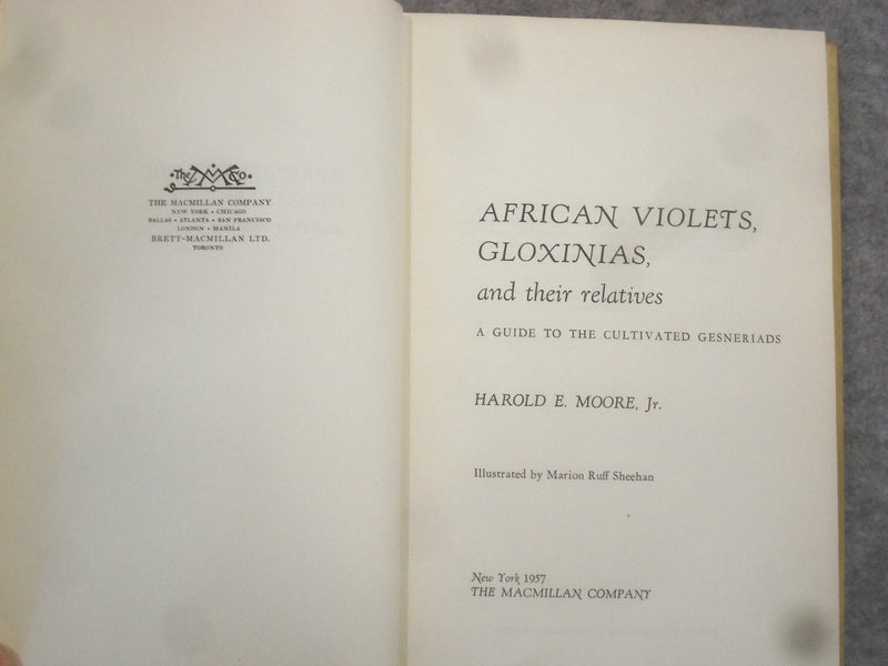 1957 AFRICAN VIOLETS, GLOXINIAS AND THEIR RELATIVES BY HAROLD MOORE JR.-KD 2760F