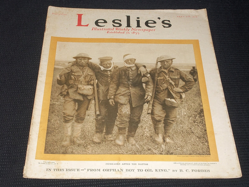 1916 SEPTEMBER 7 LESLIE'S ILLUSTRATED MAGAZINE - COMRADES AFTER BATTLE - E 5536